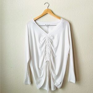 Athleta Crossover Ruched Top White Oversized Long Sleeve Top Size M